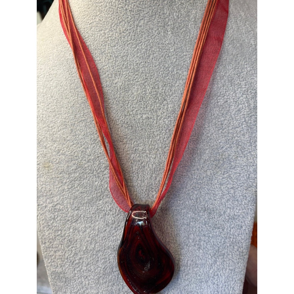 Red & Black Art Glass Necklace
